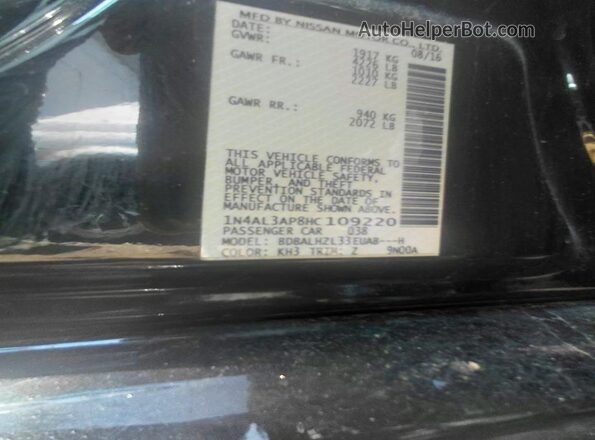 1N4AL3AP8HC109220 2017 NISSAN ALTIMA Black Vista de los asientos traseros