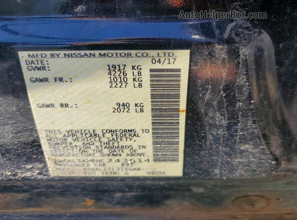 1N4AL3AP8HC243614 2017 NISSAN ALTIMA Black VIN կոդի պիտակի տեսք