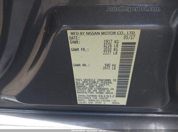 1N4AL3AP8HN361912 2017 NISSAN ALTIMA Gray 