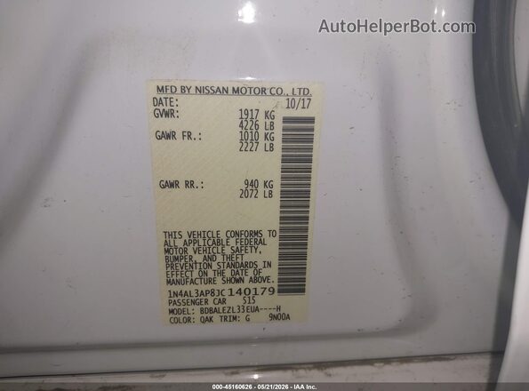 1N4AL3AP8JC140179 2018 NISSAN ALTIMA White 
