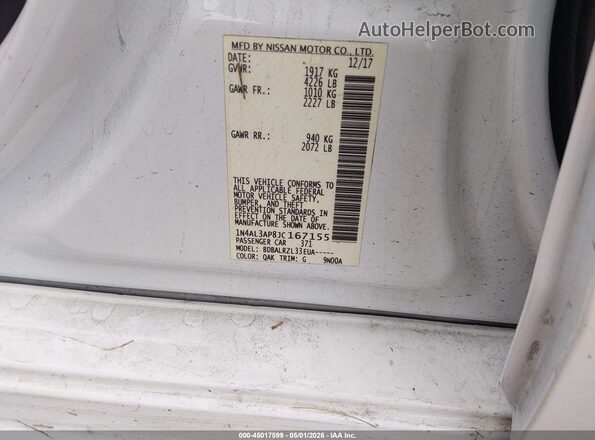 1N4AL3AP8JC167155 2018 NISSAN ALTIMA White 