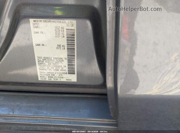 1N4AL3AP8JC210408 2018 NISSAN ALTIMA Silver 