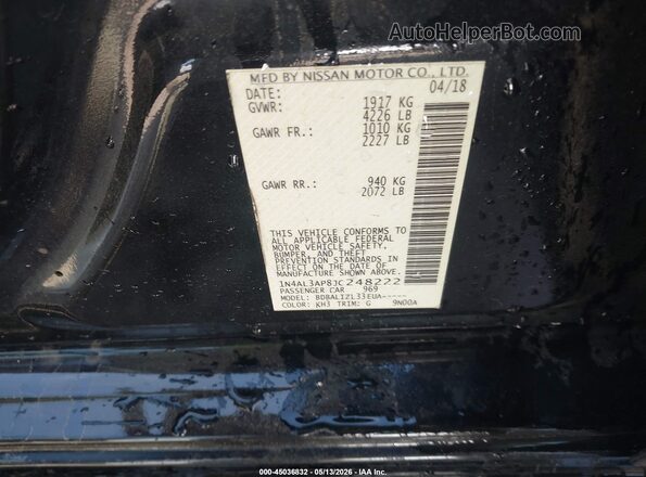 1N4AL3AP8JC248222 2018 NISSAN ALTIMA Black 