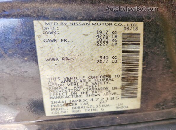 1N4AL3AP8JC472185 2018 NISSAN ALTIMA Blue 