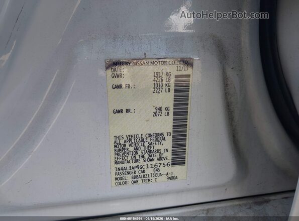 1N4AL3AP9GC116756 2016 NISSAN ALTIMA White ძრავის განყოფილების ხედი