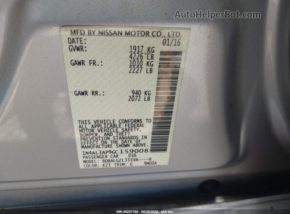 1N4AL3AP9GC159008 2016 NISSAN ALTIMA Silver 