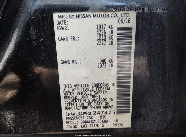 1N4AL3AP9GC247475 2016 NISSAN ALTIMA Черный 