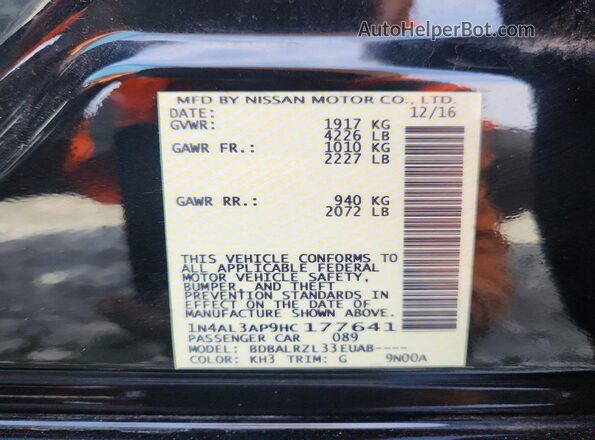 1N4AL3AP9HC177641 2017 NISSAN ALTIMA Black Engine compartment view