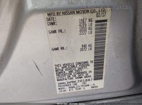 1N4AL3AP9HC201887 2017 NISSAN ALTIMA Silver Շարժիչի բաժամունքի տեսք