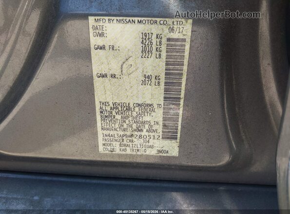 1N4AL3AP9HC280512 2017 NISSAN ALTIMA Gray Շարժիչի բաժամունքի տեսք