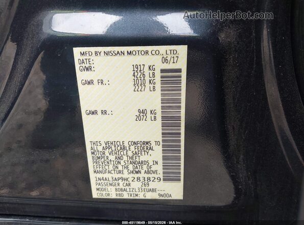 1N4AL3AP9HC283829 2017 NISSAN ALTIMA Blue Engine compartment view