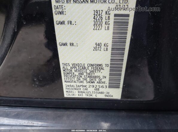 1N4AL3AP9HC292563 2017 NISSAN ALTIMA Black Вид підкапотного простору