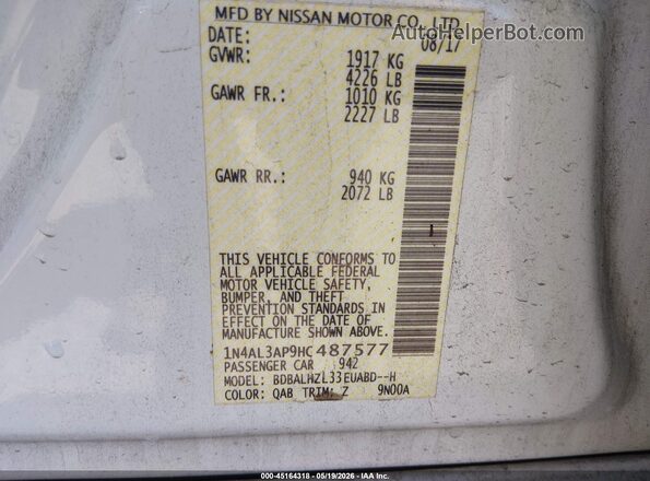 1N4AL3AP9HC487577 2017 NISSAN ALTIMA White Engine compartment view