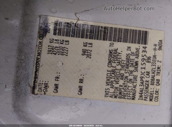 1N4AL3AP9JC159534 2018 NISSAN ALTIMA White Вид підкапотного простору