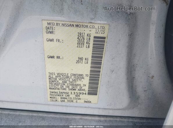 1N4AL3APXGC135994 2016 NISSAN ALTIMA White Вид підкапотного простору