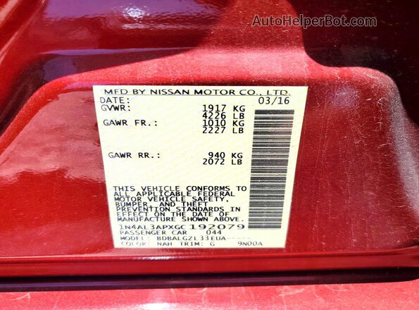 1N4AL3APXGC192079 2016 NISSAN ALTIMA Red 