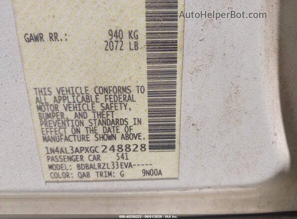 1N4AL3APXGC248828 2016 NISSAN ALTIMA White Вид підкапотного простору