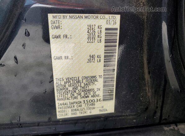 1N4AL3APXGN350036 2016 NISSAN ALTIMA Синий 