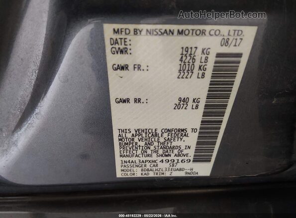 1N4AL3APXHC499169 2017 NISSAN ALTIMA Gray 