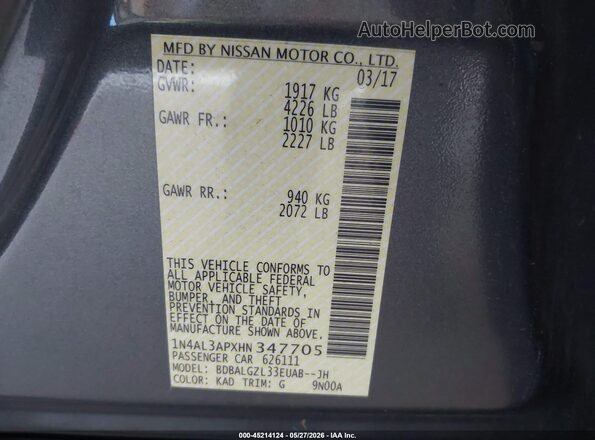 1N4AL3APXHN347705 2017 NISSAN ALTIMA Gray 