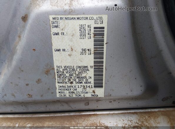 1N4AL3APXJC179341 2018 NISSAN ALTIMA Gray 