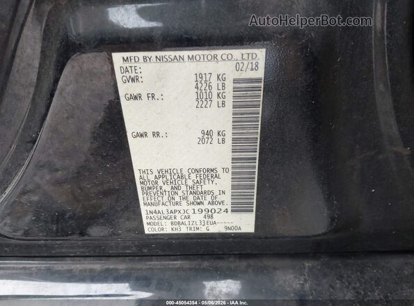 1N4AL3APXJC199024 2018 NISSAN ALTIMA Black Շարժիչի բաժամունքի տեսք
