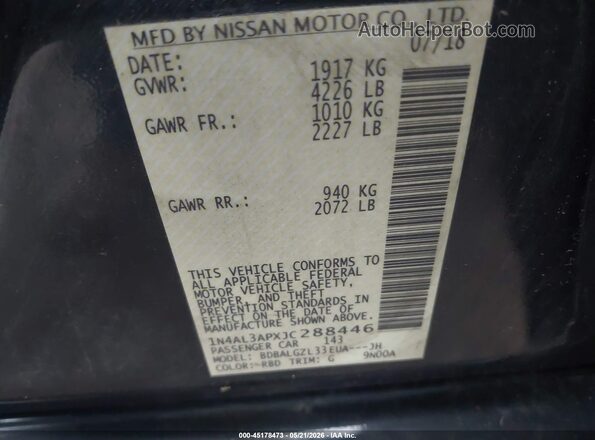1N4AL3APXJC288446 2018 NISSAN ALTIMA Black 