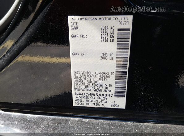 1N4AL4CV4PN344847 2023 NISSAN ALTIMA Black 