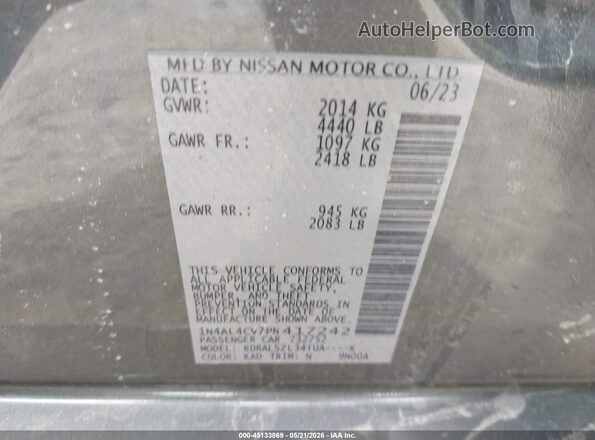 1N4AL4CV7PN417242 2023 NISSAN ALTIMA Серый Вид подкапотного пространства
