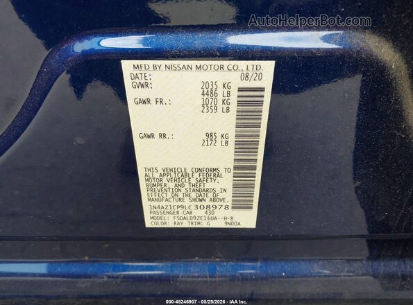 1N4AZ1CP9LC308978 2020 NISSAN LEAF Blue Engine compartment view