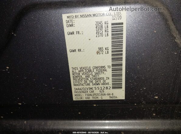 1N4AZ1CV3MC551282 2021 NISSAN LEAF Gray Widok komory silnika