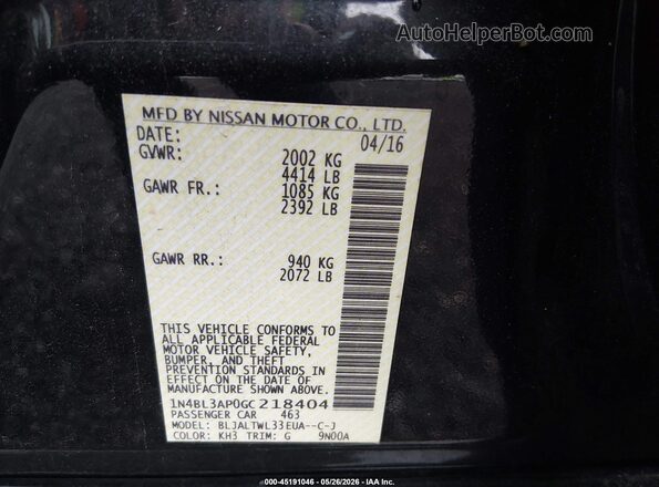 1N4BL3AP0GC218404 2016 NISSAN ALTIMA Black 