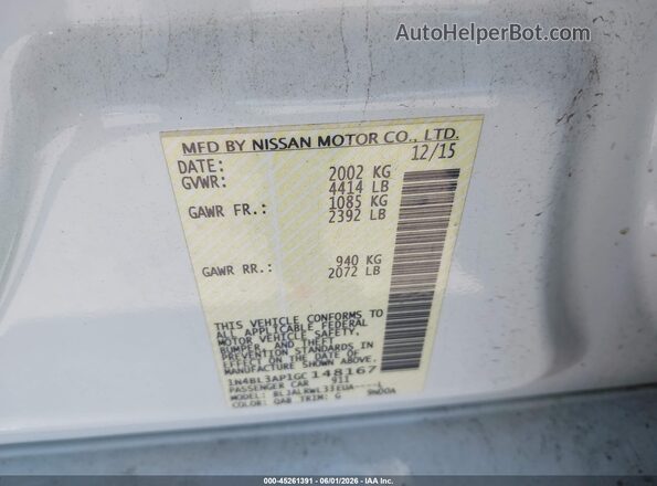 1N4BL3AP1GC148167 2016 NISSAN ALTIMA White Widok komory silnika