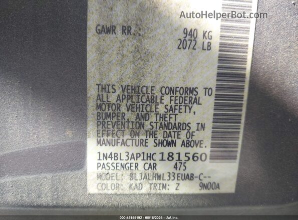 1N4BL3AP1HC181560 2017 NISSAN ALTIMA Gray 
