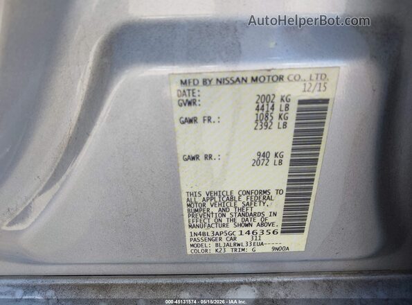 1N4BL3AP5GC146356 2016 NISSAN ALTIMA Silver Engine compartment view