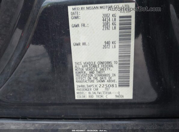 1N4BL3AP5JC225081 2018 NISSAN ALTIMA Black Engine compartment view