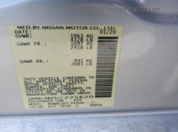 1N4BL4BV1LC225620 2020 NISSAN ALTIMA Silver 