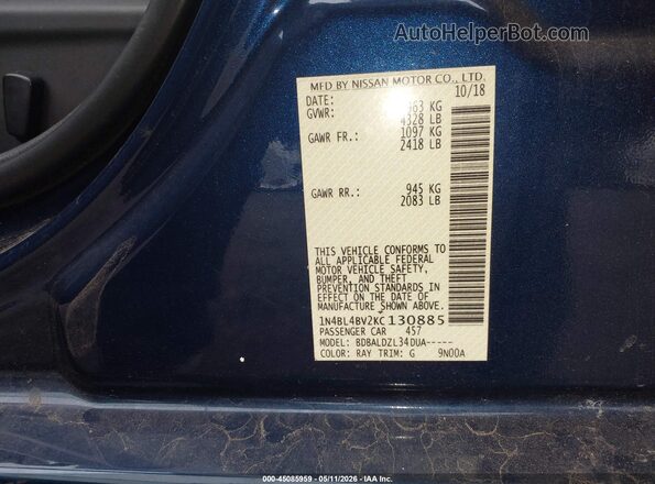 1N4BL4BV2KC130885 2019 NISSAN ALTIMA Blue Widok komory silnika