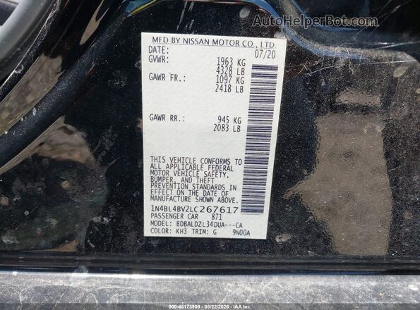 1N4BL4BV2LC267617 2020 NISSAN ALTIMA Black ძრავის განყოფილების ხედი