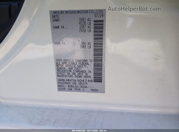1N4BL4BV2SN304748 2025 NISSAN ALTIMA White 