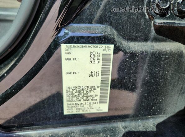 1N4BL4BV3KC218943 2019 NISSAN ALTIMA Black 