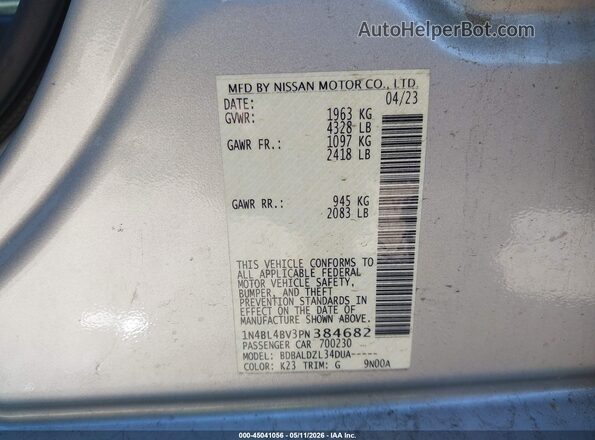 1N4BL4BV3PN384682 2023 NISSAN ALTIMA Silver Շարժիչի բաժամունքի տեսք