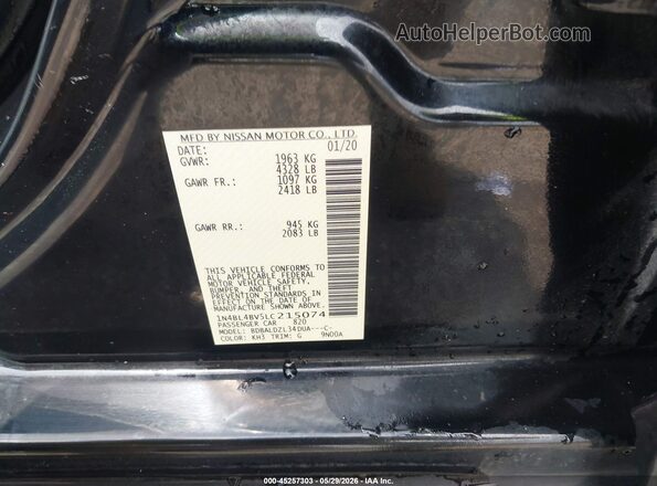 1N4BL4BV5LC215074 2020 NISSAN ALTIMA Black Widok komory silnika