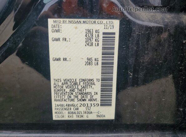 1N4BL4BV6LC201359 2020 NISSAN ALTIMA Black 