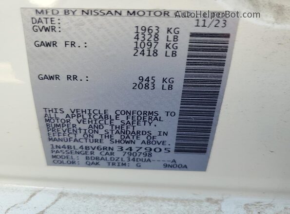 1N4BL4BV6RN347905 2024 NISSAN ALTIMA White 