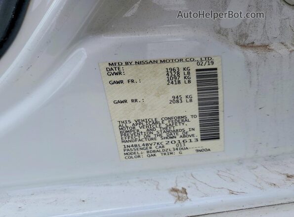 1N4BL4BV7KC201613 2019 NISSAN ALTIMA White 