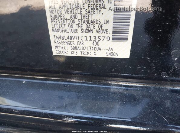 1N4BL4BV7LC113579 2020 NISSAN ALTIMA Black Vista del compartimento del motor
