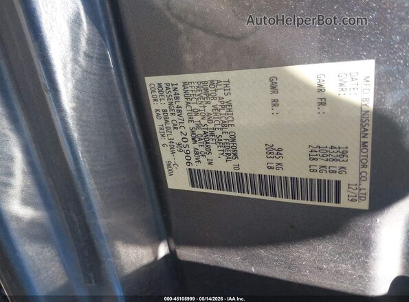 1N4BL4BV7LC205906 2020 NISSAN ALTIMA Gray Widok komory silnika