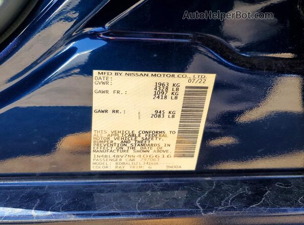 1N4BL4BV7NN406616 2022 NISSAN ALTIMA Blue Engine compartment view