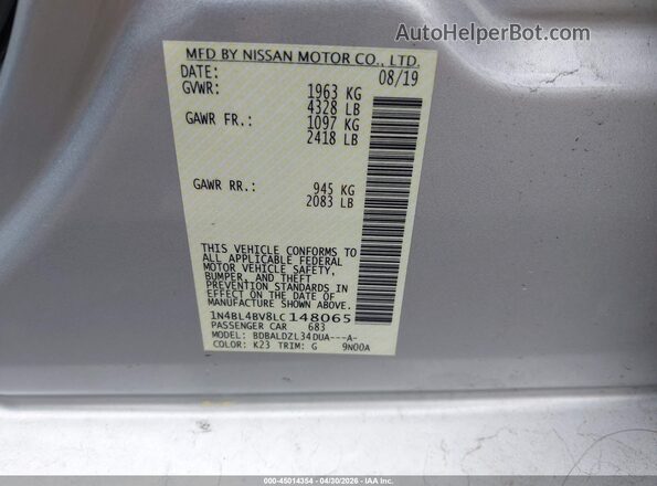 1N4BL4BV8LC148065 2020 NISSAN ALTIMA Gray 